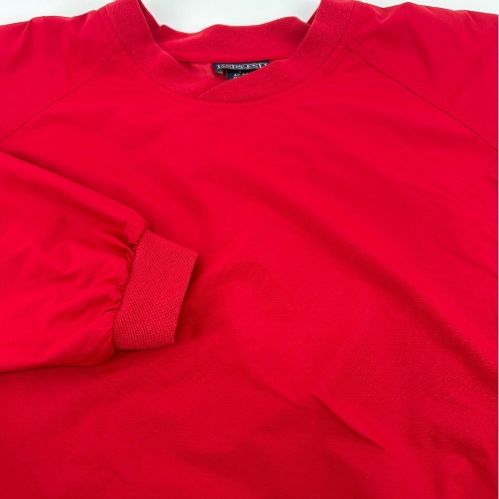 Lands End Mens Vintage Red Windbreaker Pullover V-Neck Crew Jacket Large 42-44 - Picture 3 of 9